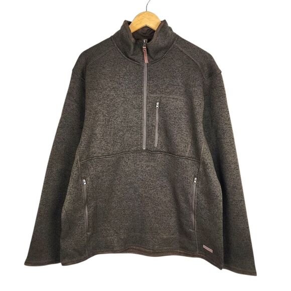 Smith's Workwear Sweater Fleece Quarter Zip Pullover Brown Heather Size L - Picture 1 of 15
